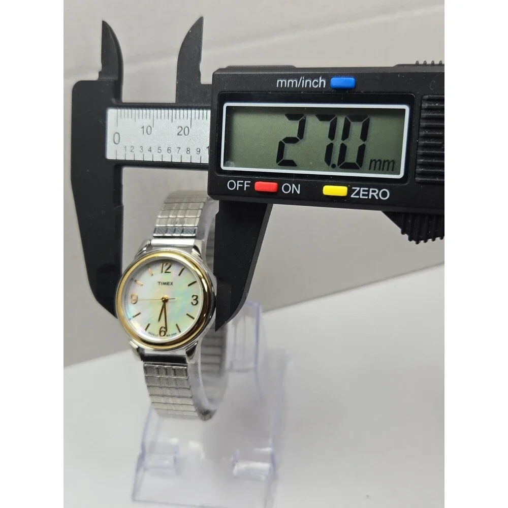 Timex T2N842 Elevated Classics MOP Indiglo 50M Two Tone Analog Watch New Battery